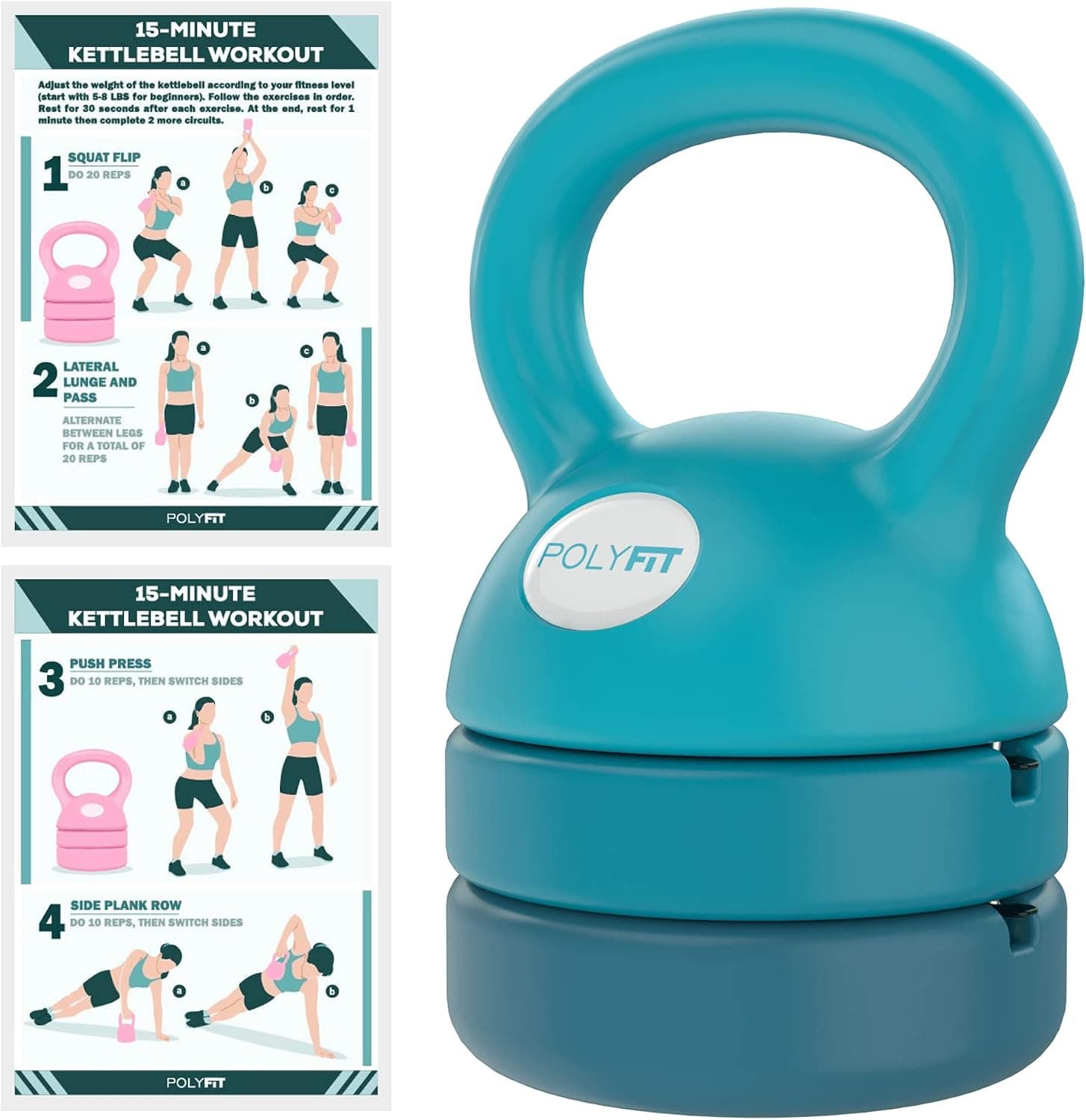Polyfit Adjustable Kettlebell, 5-12 lb, for Home Gym